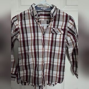 Boys fall colirs Plaid Button-Up Shirt.